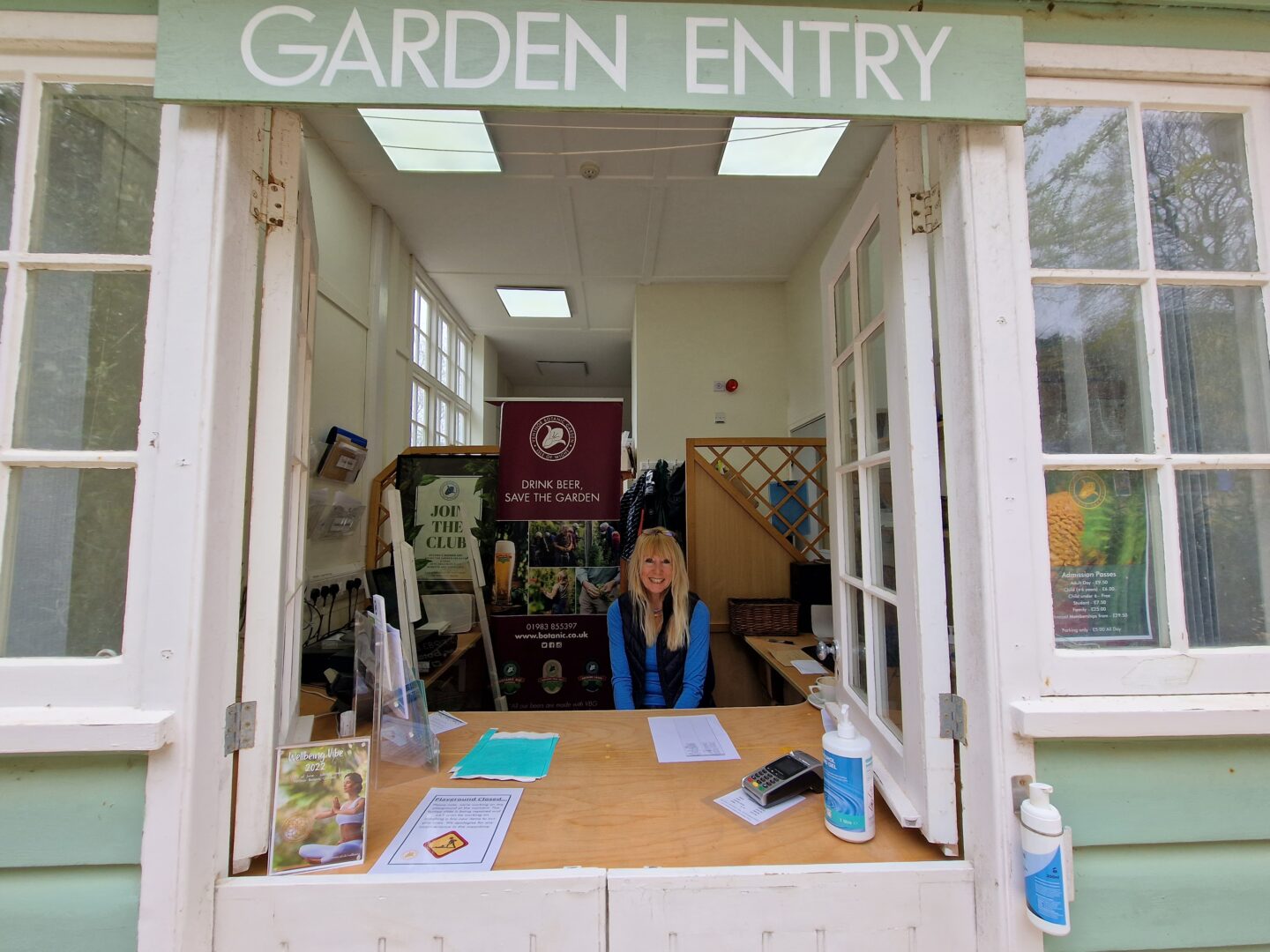 A view of the Ventnor Botanic Garden Admissions window as it opens for business again for the Summer.