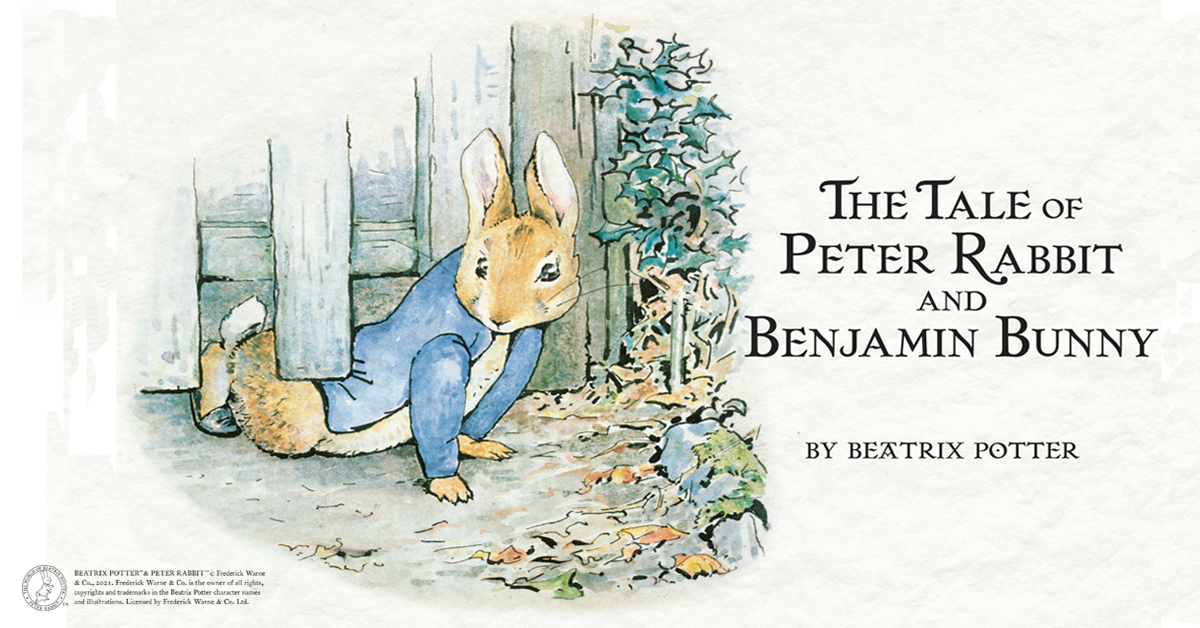 Peter rabbit comes to Ventnor Botanic Garden A drawn image of Peter Rabbit in the veg patch